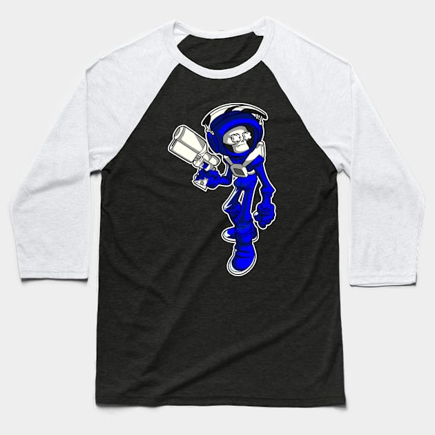 Blue Skeleton Astronaut Baseball T-Shirt by Mecha Design by MechaRon